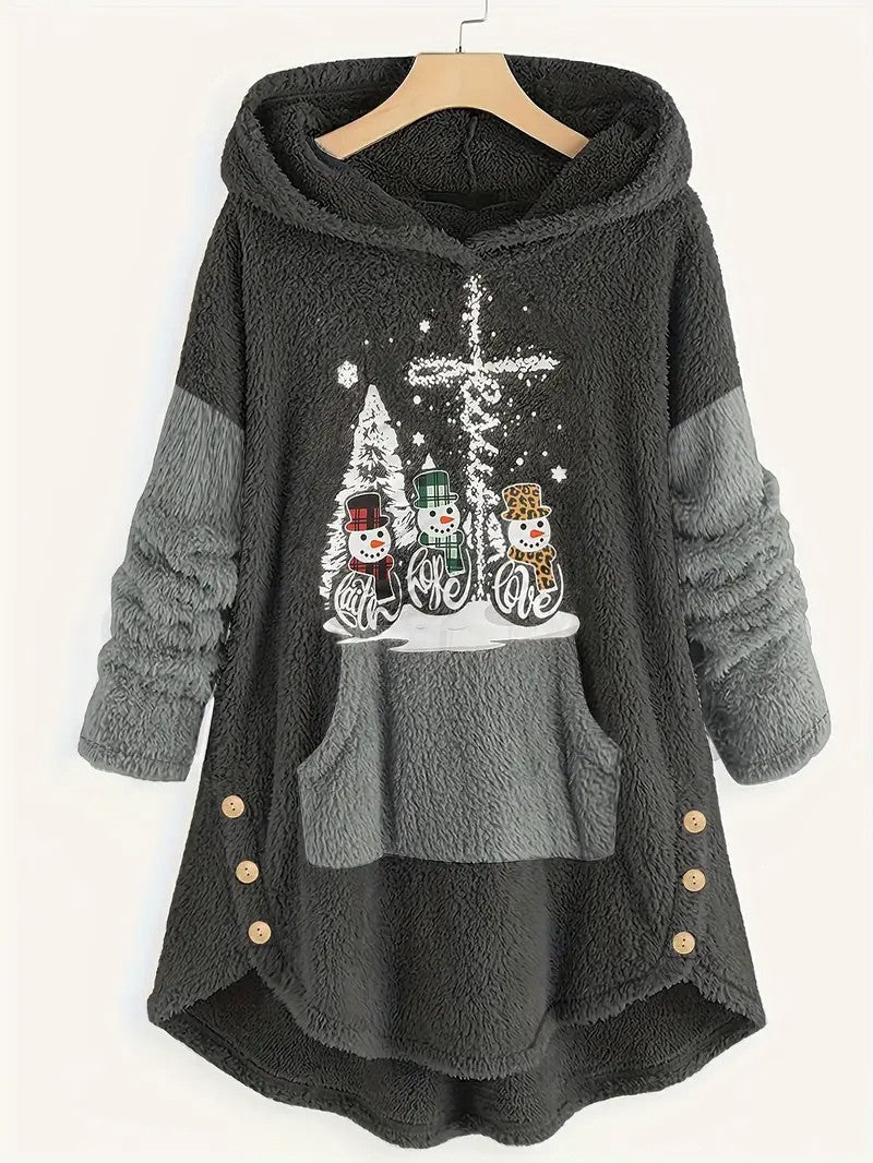 Soft Plush Festive Holiday Hooded Blanket