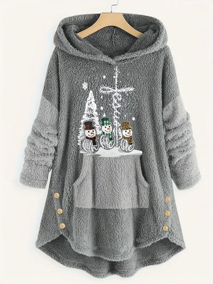 Soft Plush Festive Holiday Hooded Blanket