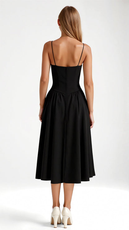 Women's Elegant Floral Corset Midi Dress