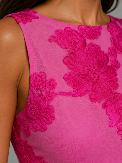 Women's Elegant Floral Embroidered Sleeveless Maxi Dress