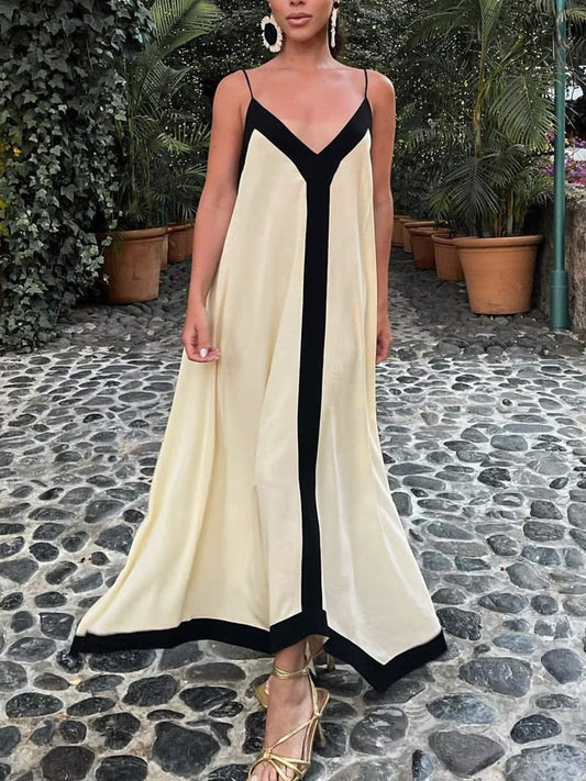 Women's Elegant V-Neck Maxi Dress