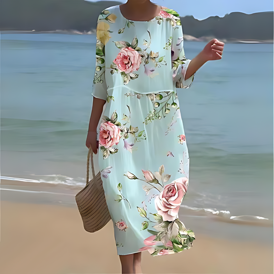 Women's Pretty Mid Length Floral Dress - OutfitLondon