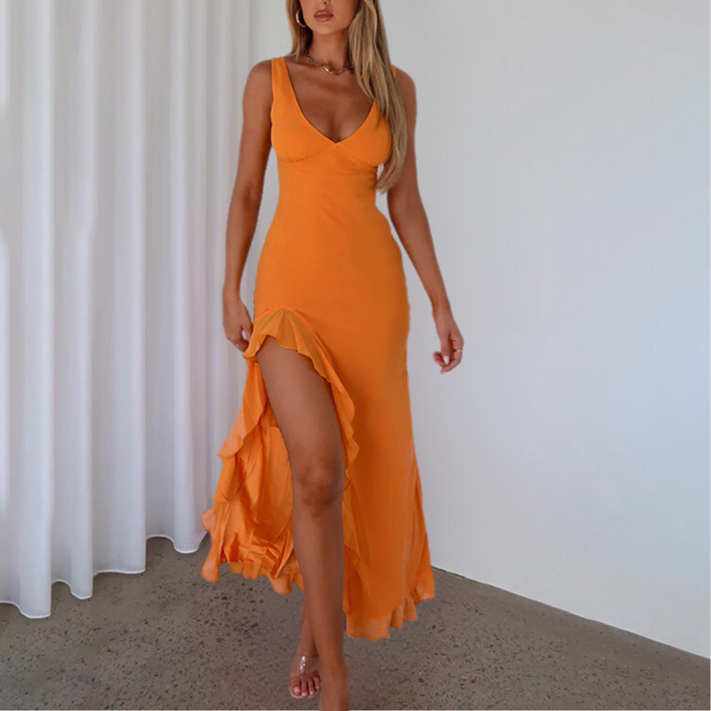 Women's Chic Off-Center Neck Dress
