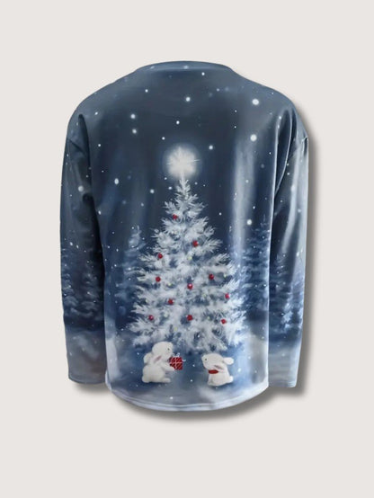 Ladies Festive Holiday Tree Crew Sweatshirt