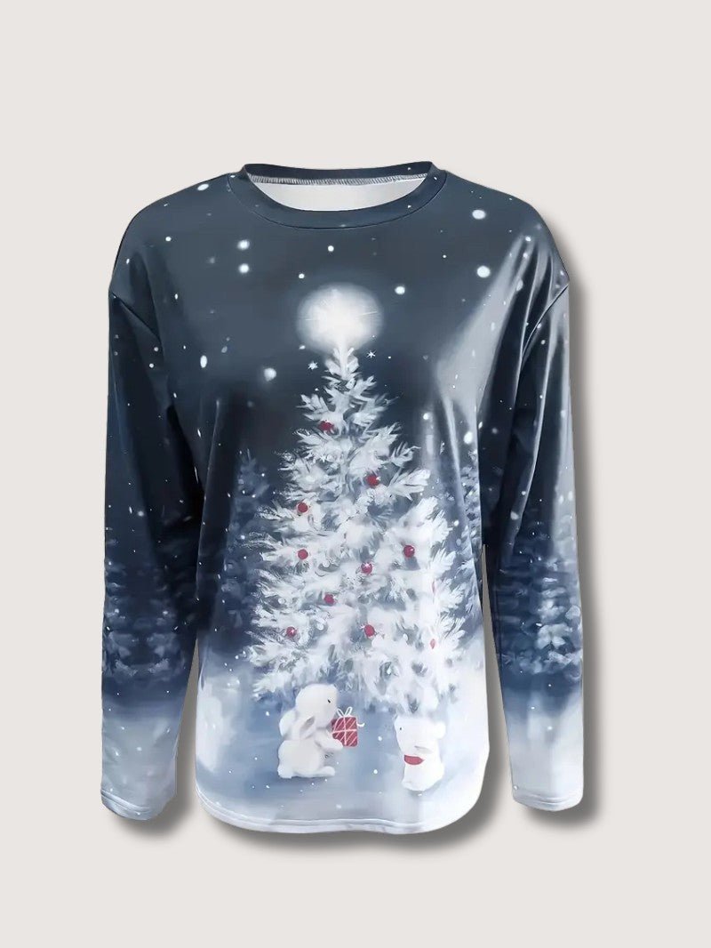 Ladies Festive Holiday Tree Crew Sweatshirt