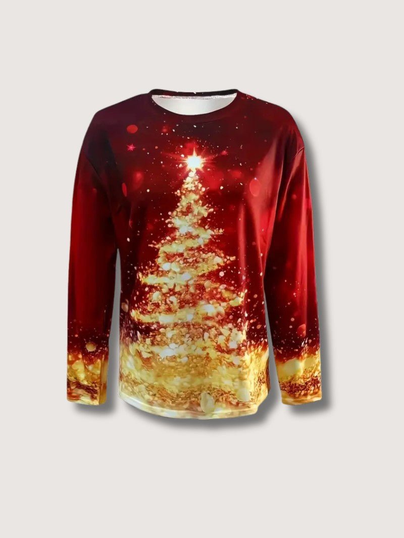 Ladies Festive Holiday Tree Crew Sweatshirt