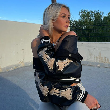 Women's Fashionable Varsity Bomber Fall Jacket