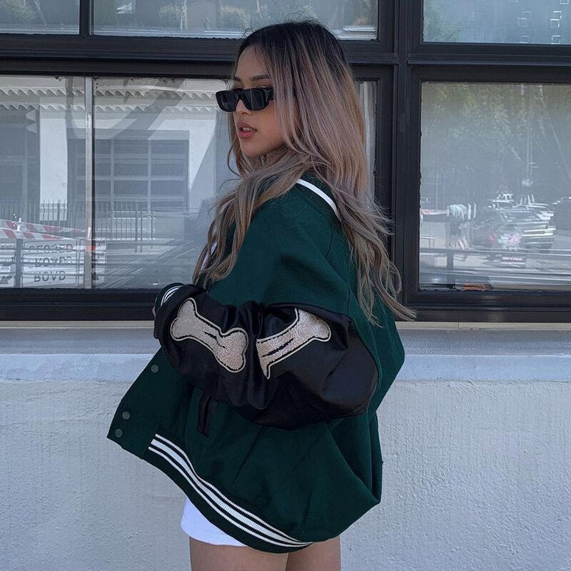 Women's Fashionable Varsity Bomber Fall Jacket