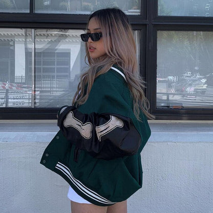 Women's Fashionable Varsity Bomber Fall Jacket