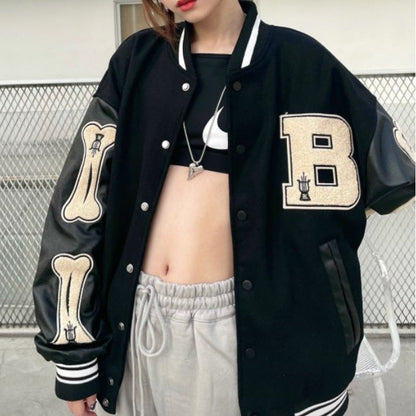 Women's Fashionable Varsity Bomber Fall Jacket