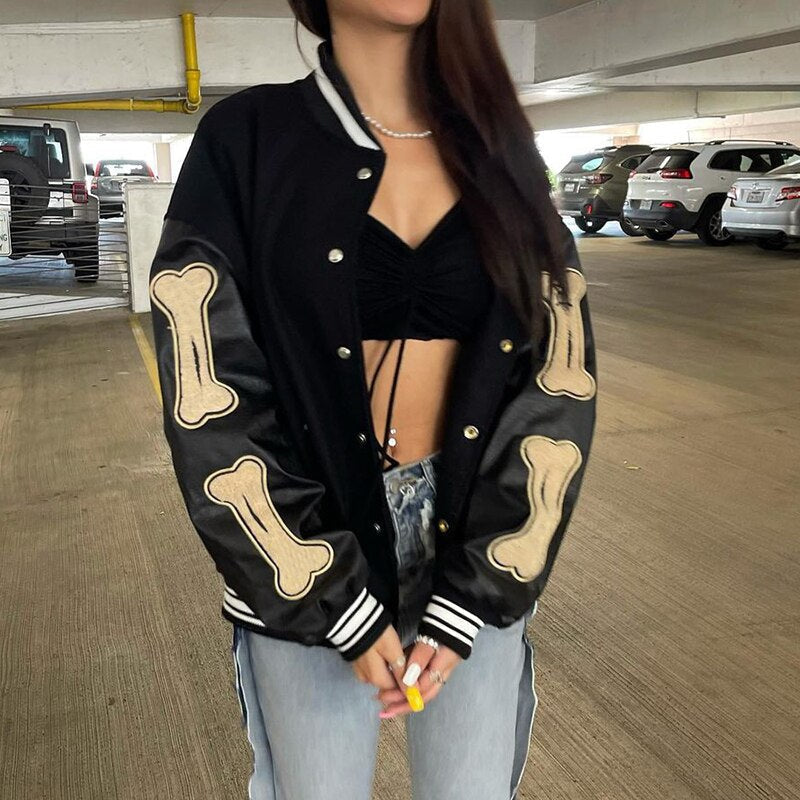 Women's Fashionable Varsity Bomber Fall Jacket