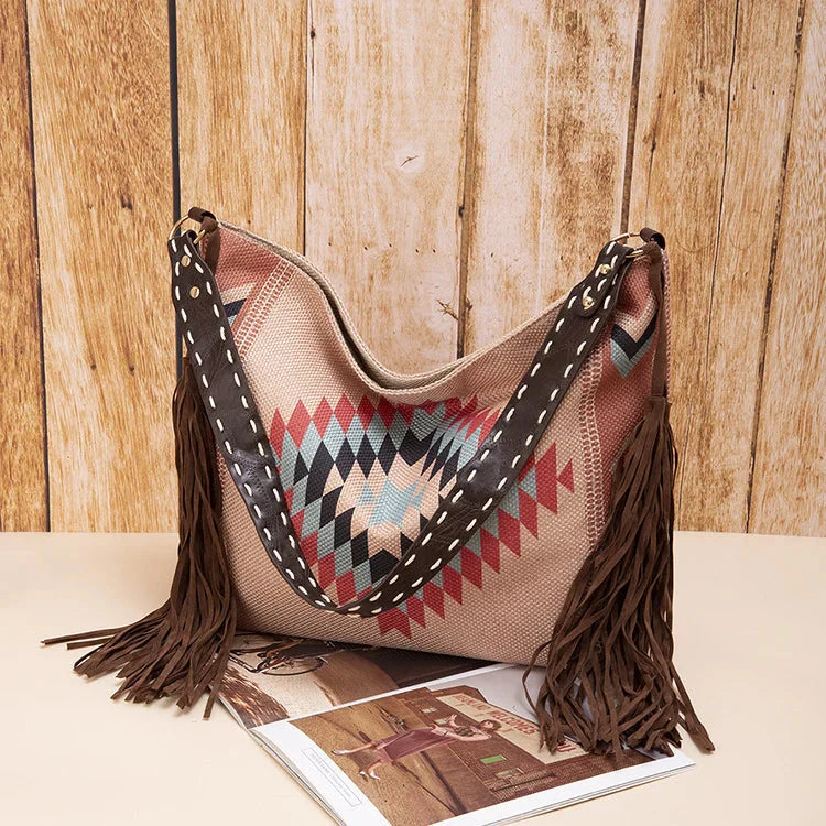 Vintage Fringed Hobo Handbag - OutfitLondon