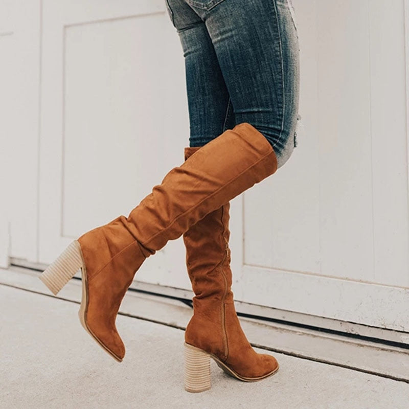 High Heel Long Women's Leather Boots - OutfitLondon
