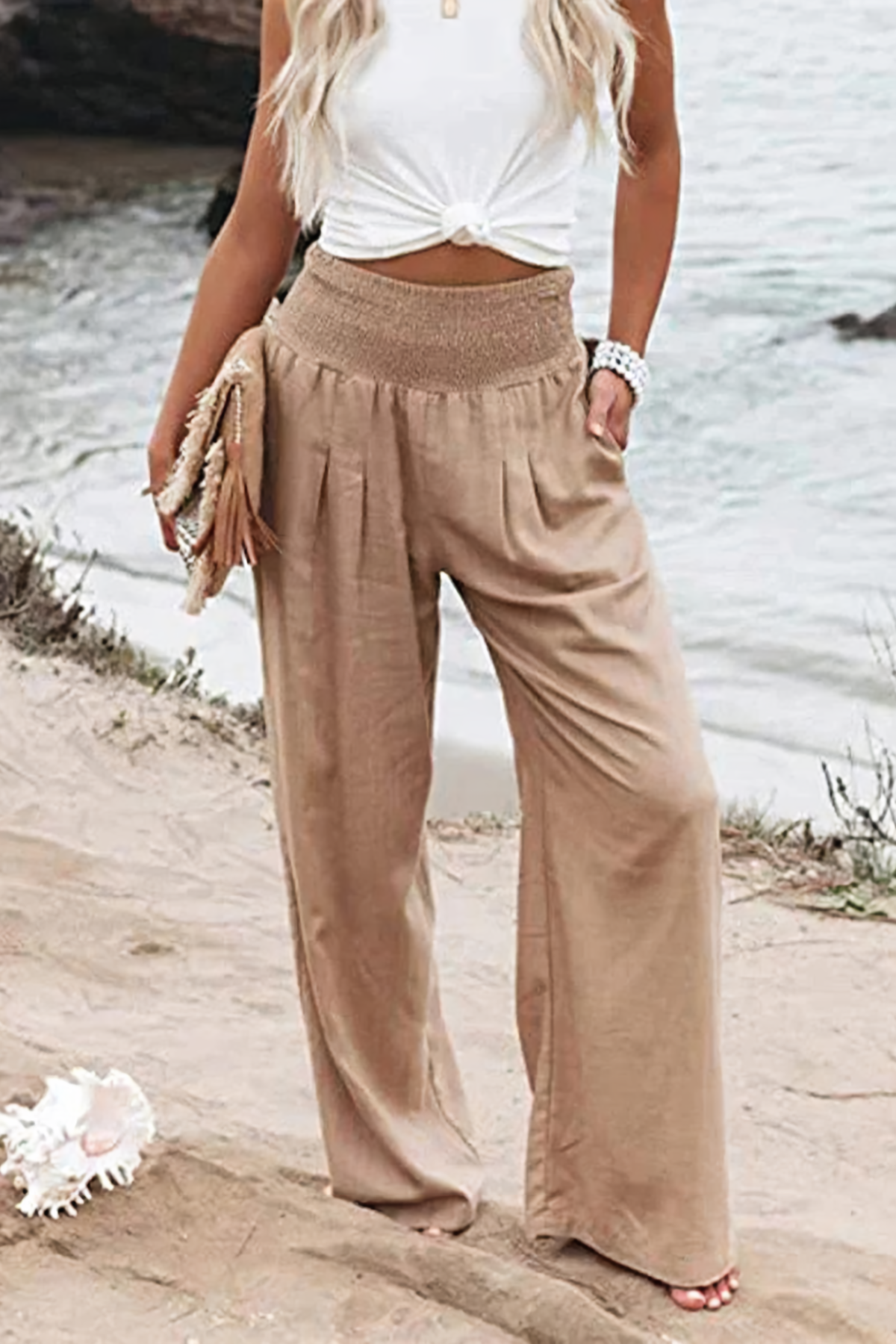 Women's Classic High Waist Wide Leg Palazzo Trousers