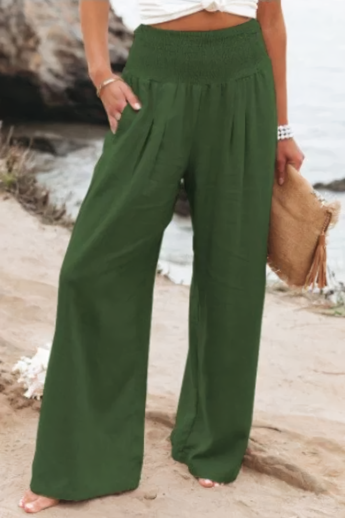 Women's Classic High Waist Wide Leg Palazzo Trousers