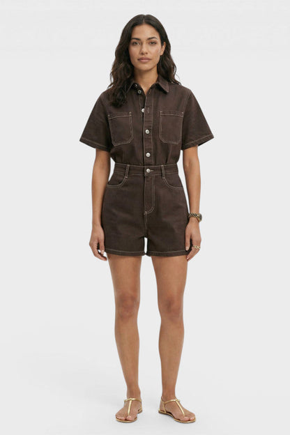 Women's Classic High Waist Denim Jumpsuit