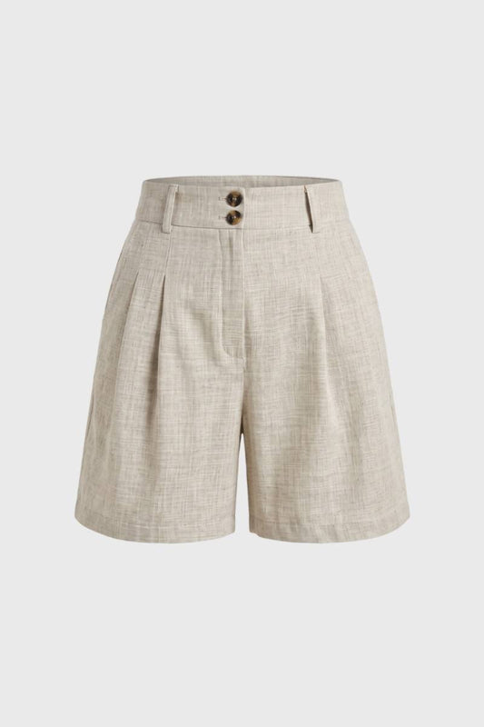 Women's Casual High Waist Cotton Shorts with Side Pockets