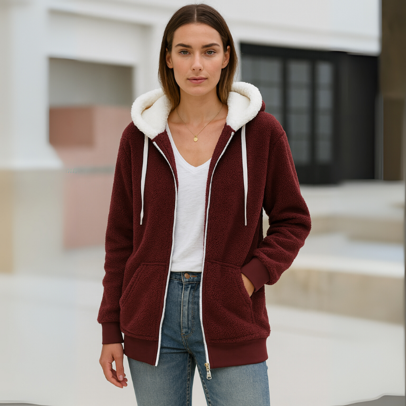 Warm Fleece Lined Women's Hoodie Sweatshirt - OutfitLondon