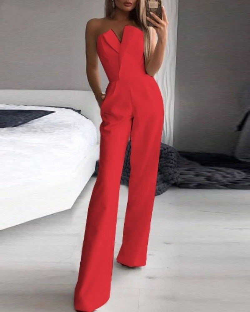 Comfortable Summer Strapless Loose Fit Jumpsuit - OutfitLondon