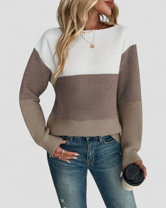 Colorful Stitched Knit Women's Sweater - OutfitLondon