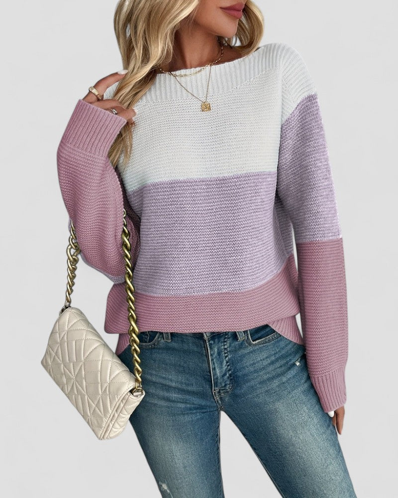 Colorful Stitched Knit Women's Sweater