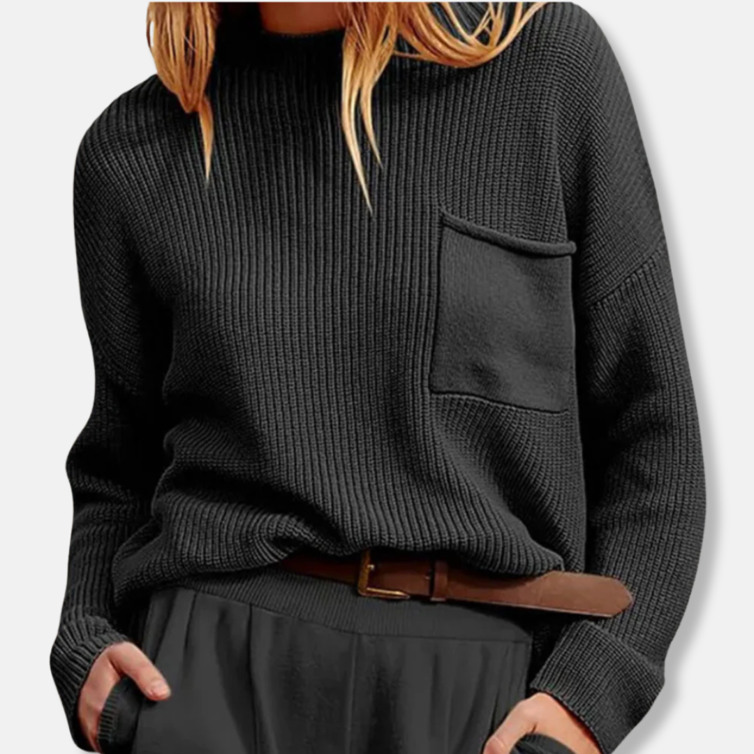Ladies' Textured Crew Neck Pullover Sweater - OutfitLondon