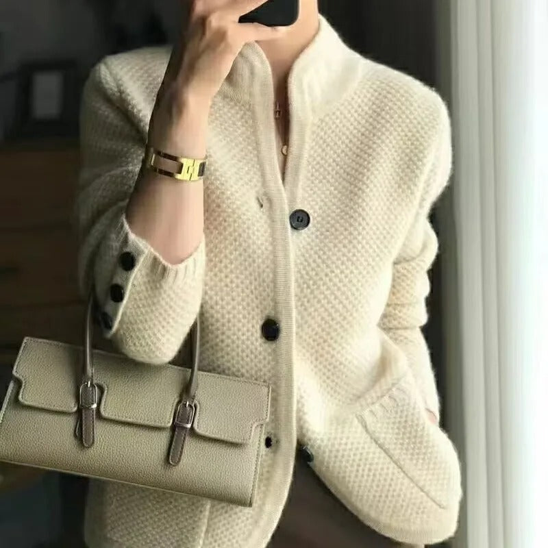 Warm Women's Button Front Knit Jacket - OutfitLondon