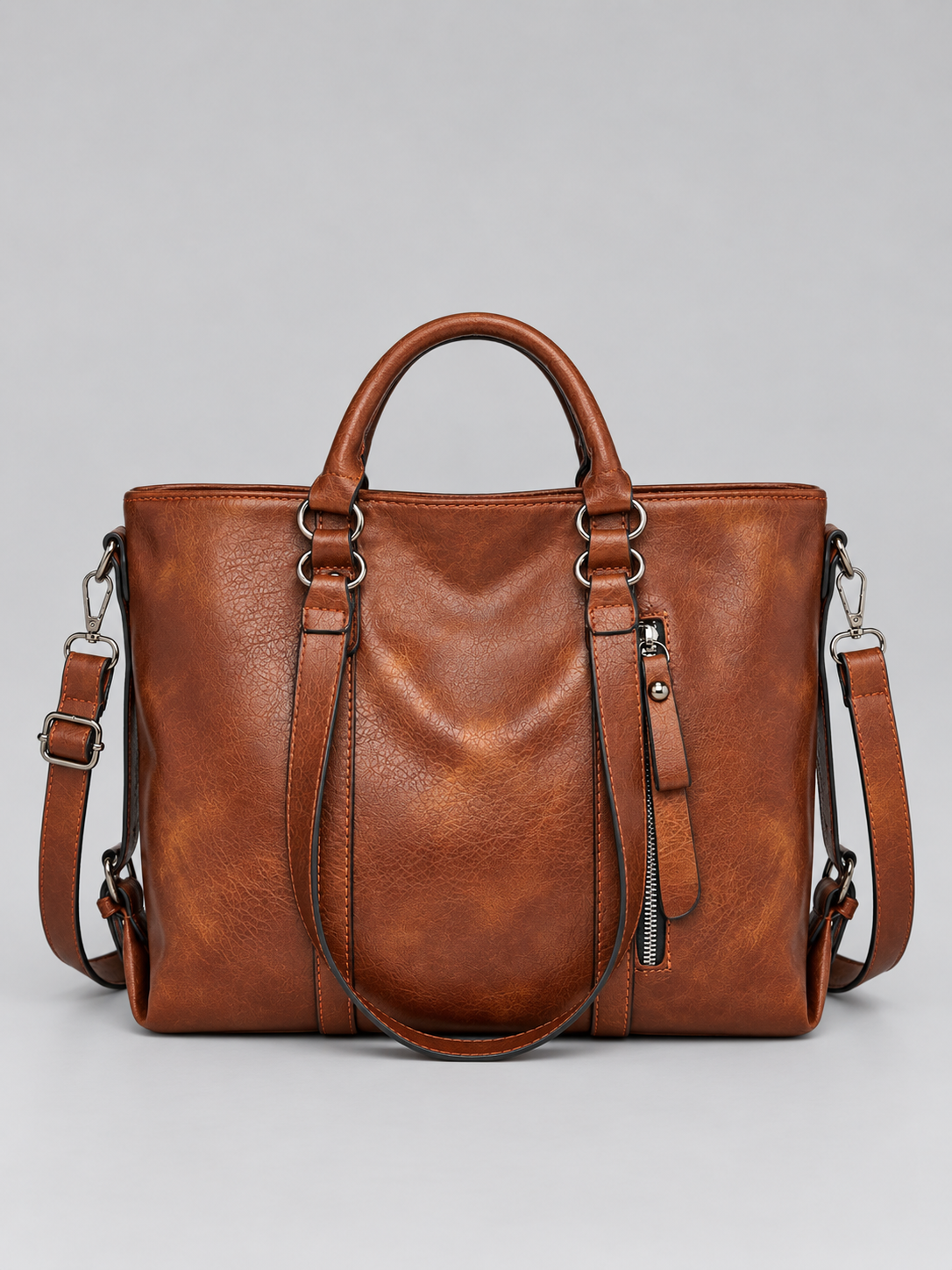 Women's Classic Leather Large Tote Bag with Adjustable Strap
