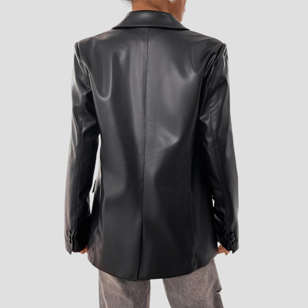 Classic Ladies Synthetic Leather Jacket
