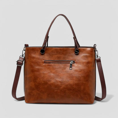 Ladies Classic Leather Tote Shoulder Bag Multiple Pockets