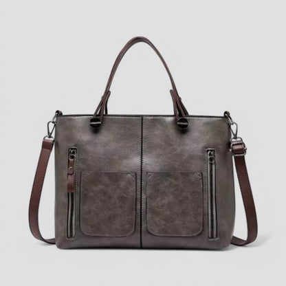 Ladies Classic Leather Tote Shoulder Bag Multiple Pockets