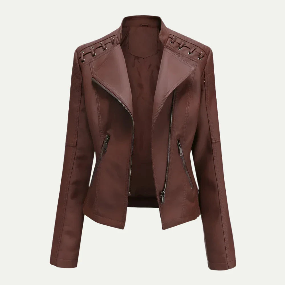 Edgy Fake Leather Biker Jacket for Women