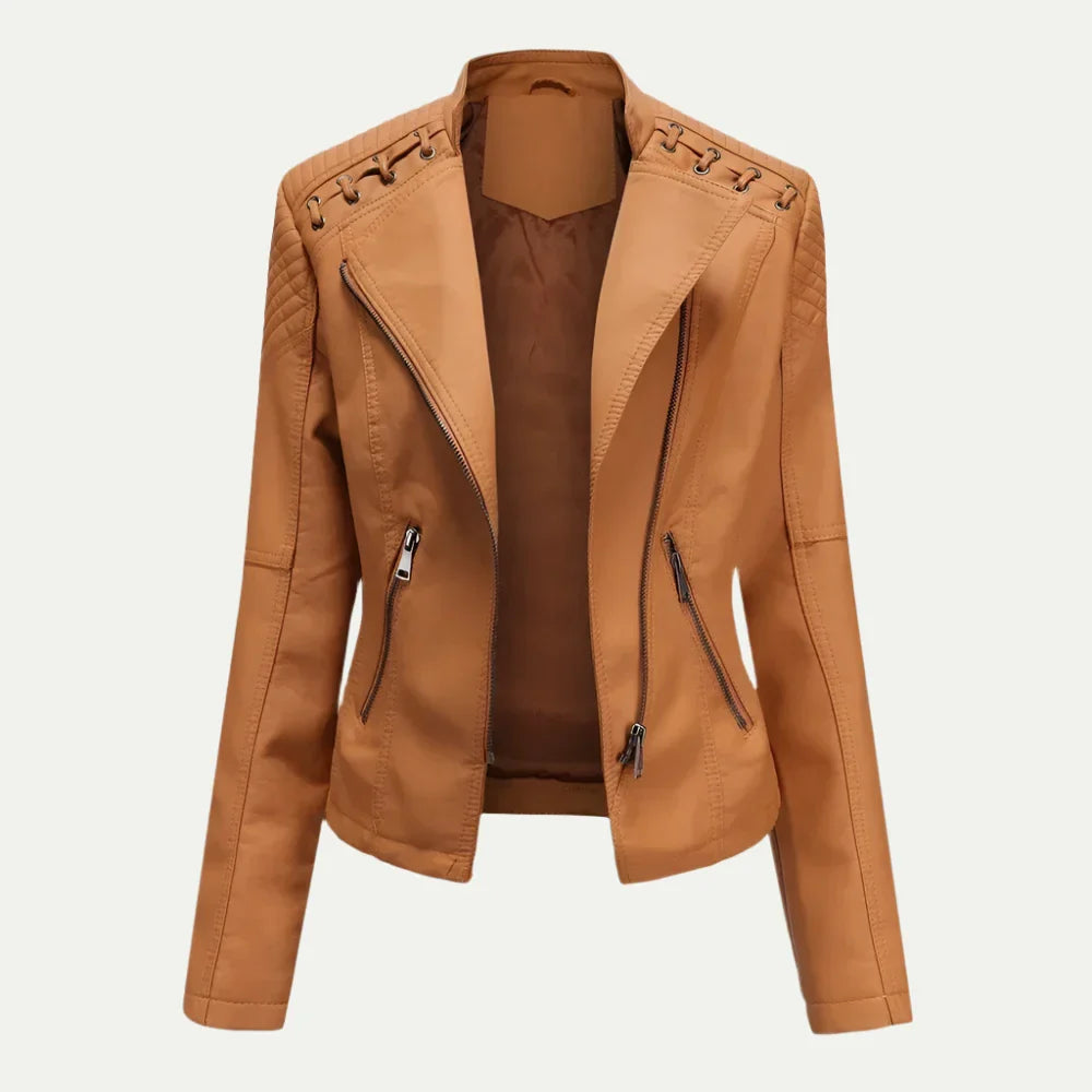 Edgy Fake Leather Biker Jacket for Women