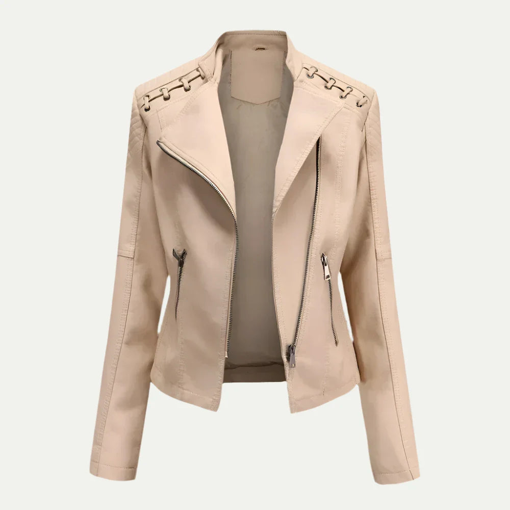 Edgy Fake Leather Biker Jacket for Women