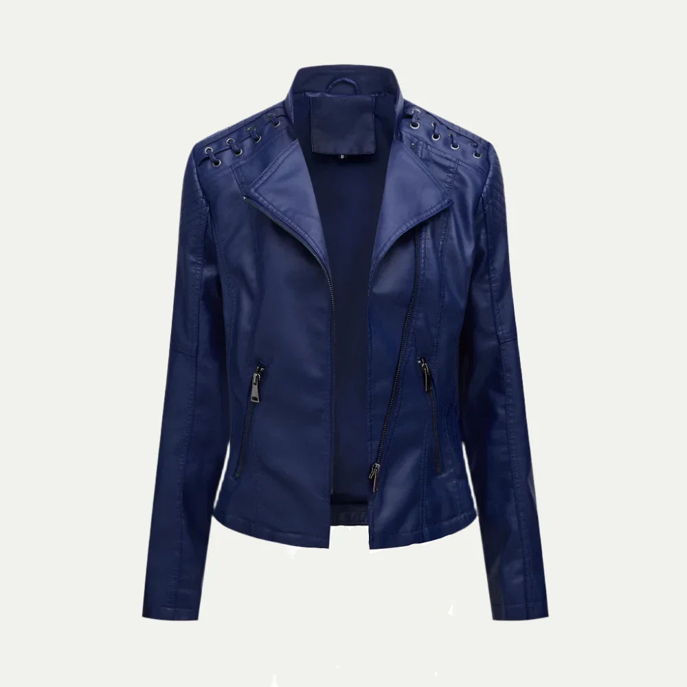 Edgy Fake Leather Biker Jacket for Women