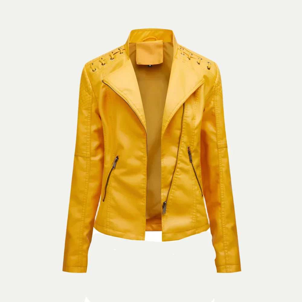 Edgy Fake Leather Biker Jacket for Women