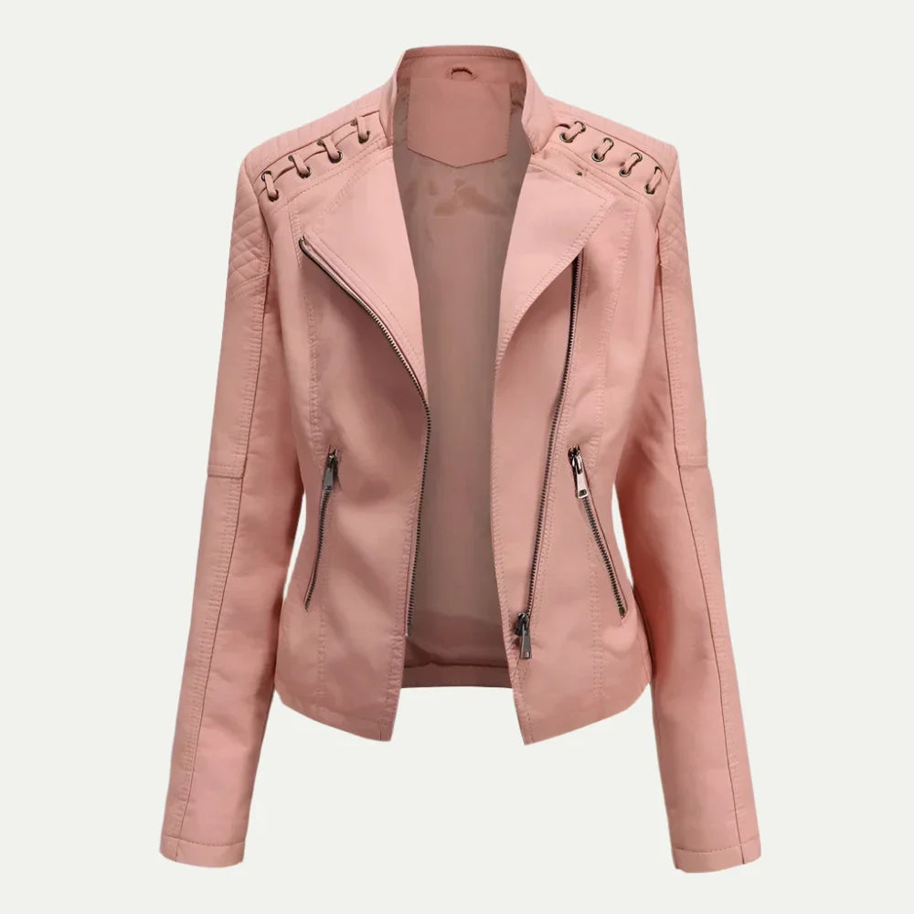 Edgy Fake Leather Biker Jacket for Women