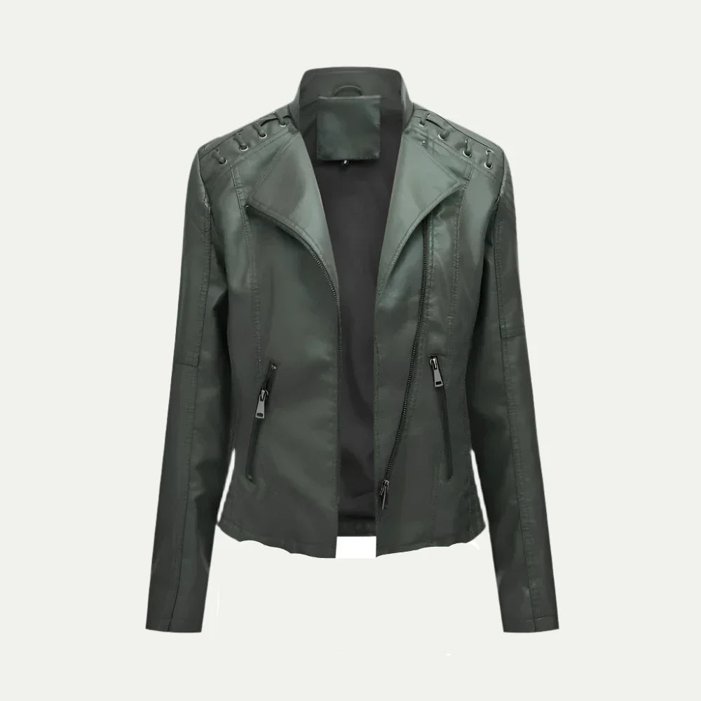 Edgy Fake Leather Biker Jacket for Women