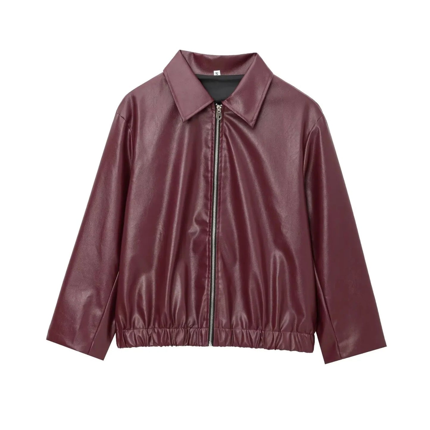 Women's Classic Biker Leather Jacket with Zip Front - OutfitLondon