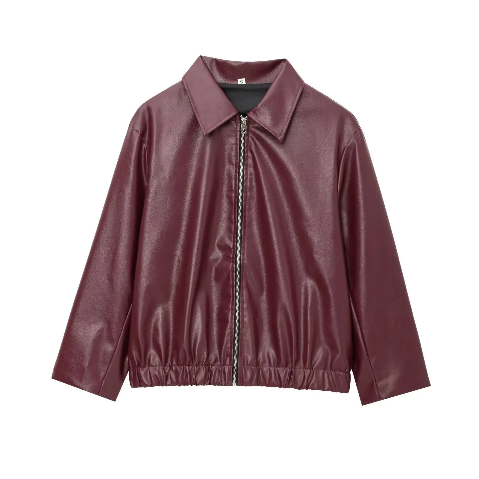 Women's Classic Biker Leather Jacket with Zip Front - OutfitLondon