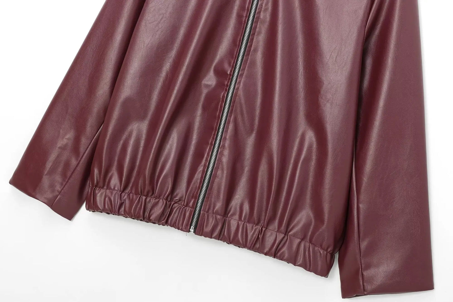 Women's Classic Biker Leather Jacket with Zip Front