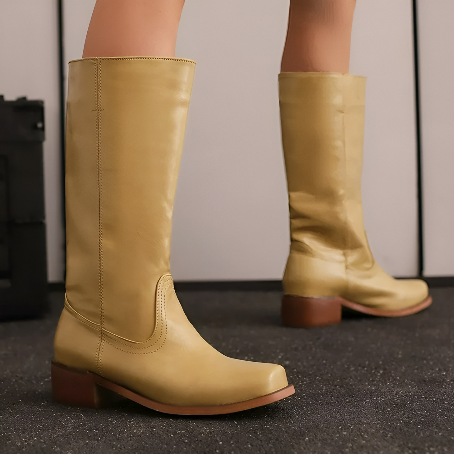 High Heeled Ankle Leather Boots - OutfitLondon
