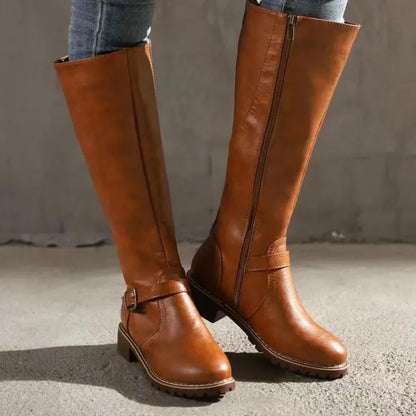 Soft Women's Low Heel Leather Ankle Boots
