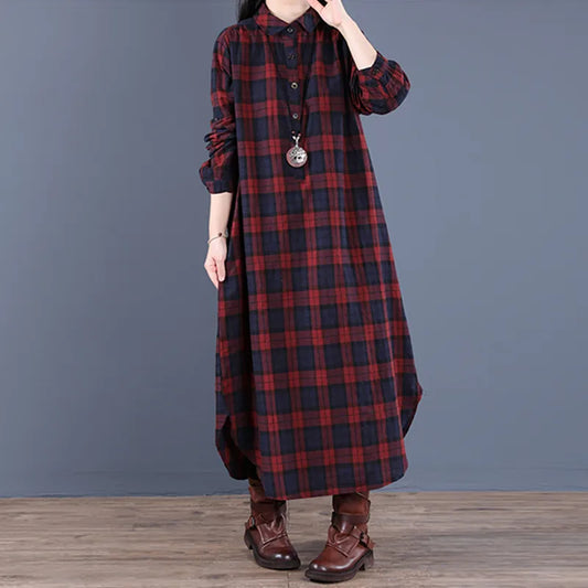 Women's Checked Flannel Shirt Dress - OutfitLondon