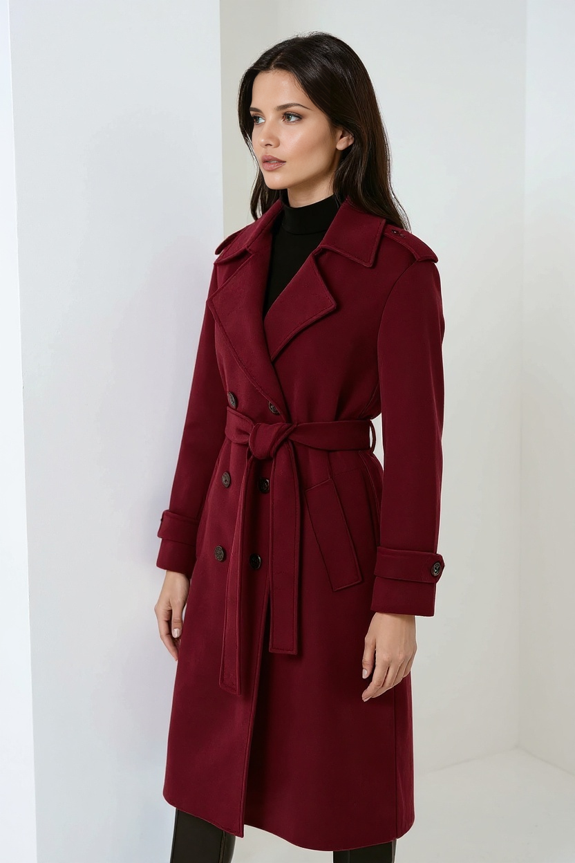 Ladies Long Classic Belted Trench Coat