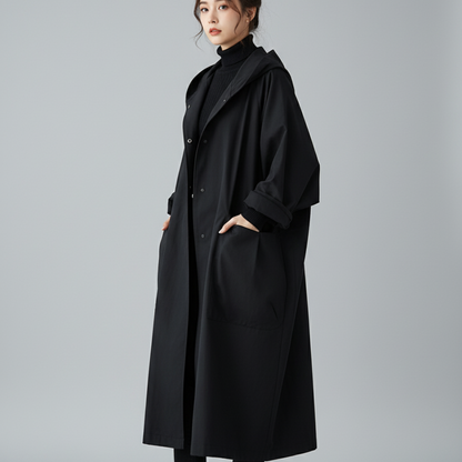 Waterproof Women's Oversized Hooded Trench Coat