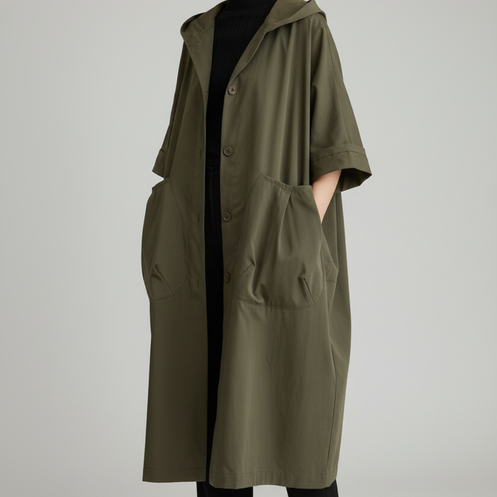 Waterproof Women's Oversized Hooded Trench Coat