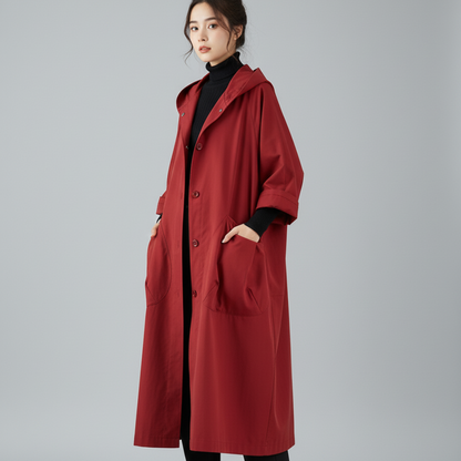 Waterproof Women's Oversized Hooded Trench Coat