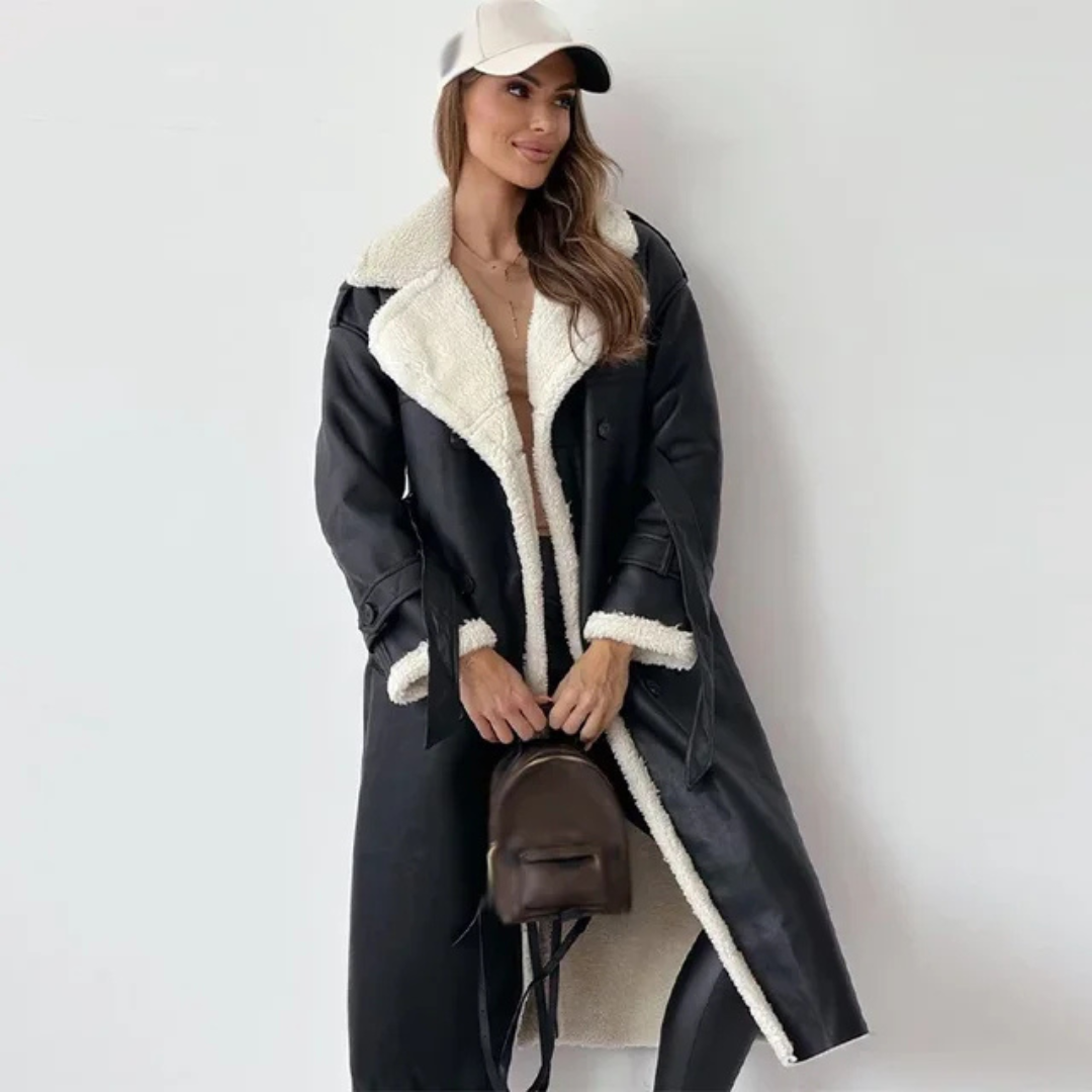 Luxury Faux Fur Long Trench Coat