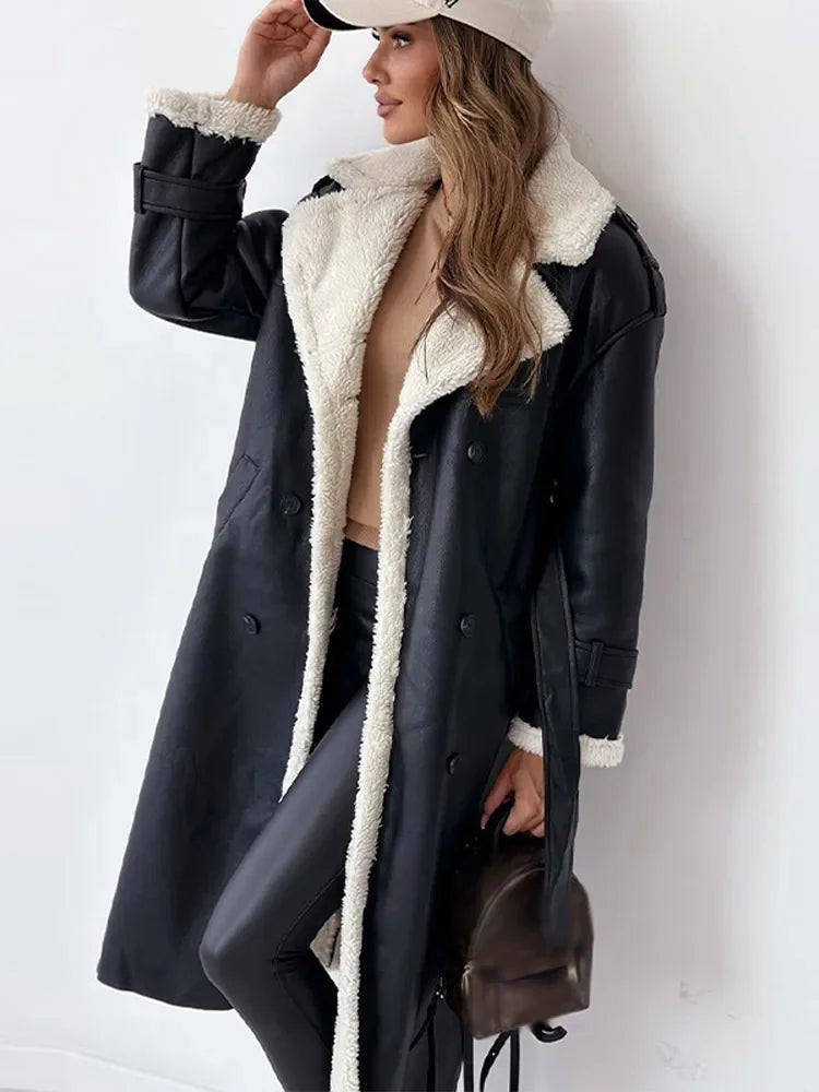 Luxury Faux Fur Long Trench Coat